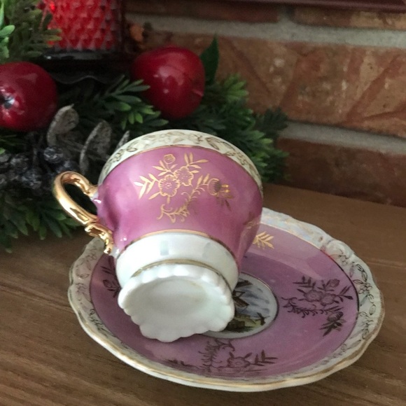 Rare Vintage Victorian Pink Tea Cup Saucer Set - Picture 6 of 7
